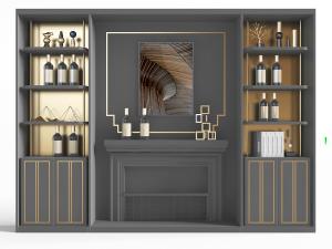 新中式深灰色餐边柜、酒柜