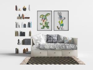 北欧儿童带收纳抽屉的单人床