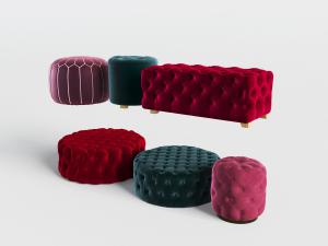 欧式圆形、方形菱形软包坐墩和坐凳