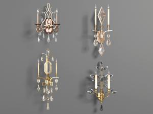 欧式水晶吊坠的烛台壁灯