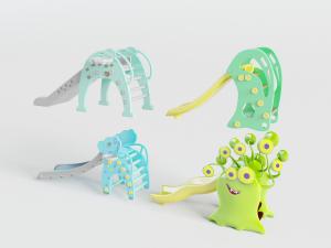 儿童游乐场动物卡通造型的滑滑梯3d模型 儿童游乐场动物卡通造型的滑滑梯