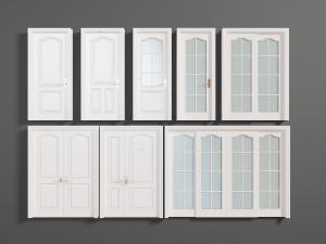 简欧白色磨砂玻璃推拉门和平开门