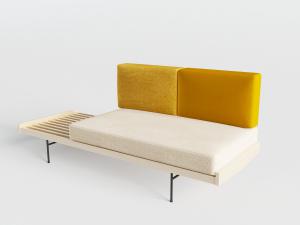 现代带坐垫的实木长凳