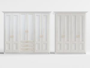 简欧白色四扇、六扇柜门的衣柜3d模型 简欧白色四扇、六扇柜门的衣柜