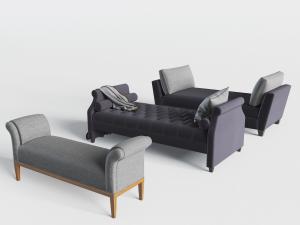 北欧灰色、紫色贵妃椅