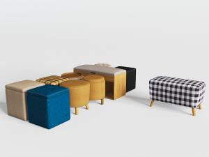 现代方形、圆形和长方形坐凳