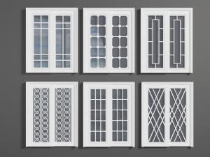 美式简欧带方格玻璃白色边框的推拉门