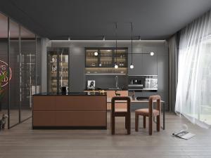 后现代厨房中岛橱柜