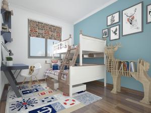 北欧上下床儿童房鹿身书架卧室