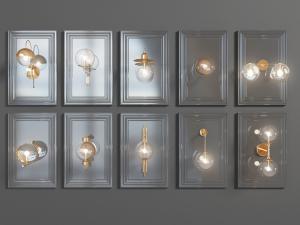 现代多款透明玻璃灯罩的壁灯