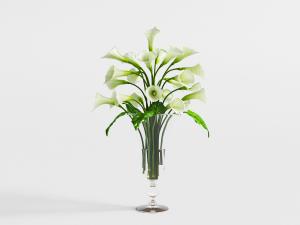 带底的玻璃花瓶马蹄莲花卉