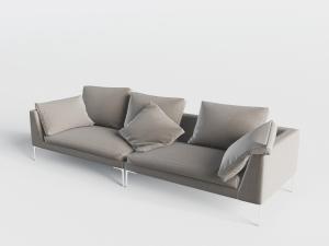 新中式布艺多人长沙发3d模型 新中式布艺多人长沙发