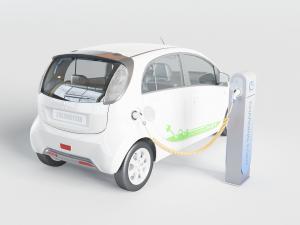 现代正在充电的白色电动汽车3d模型 现代正在充电的白色电动汽车