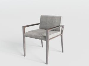 新中式实木支架灰色布艺餐椅