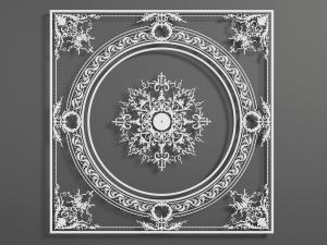 欧式带有圆形雕花的方形构件