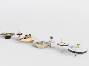 新中式多款圆形茶几、边几和角几3d模型 新中式多款圆形茶几、边几和角几