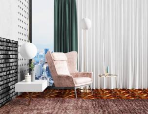 现代轻奢单人沙发椅、边几角几3d模型 现代轻奢单人沙发椅、边几角几