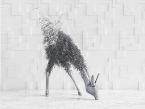 吃草的铁艺鹿雕塑