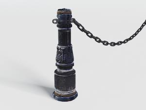 欧式复古雕花带铁链的栏杆3d模型 欧式复古雕花带铁链的栏杆