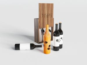 现代实木收纳红酒盒和红酒瓶3d模型 现代实木收纳红酒盒和红酒瓶