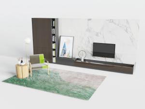 新中式电视背景墙、休闲椅和茶几3d模型 新中式电视背景墙、休闲椅和茶几