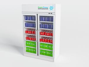 白色超市双开门饮料冷藏柜、冰箱