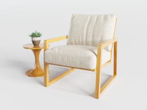 北欧单人沙发椅、圆形角几3d模型 北欧单人沙发椅、圆形角几