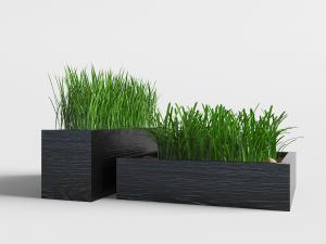 现代黑色实木花盆盆栽植物