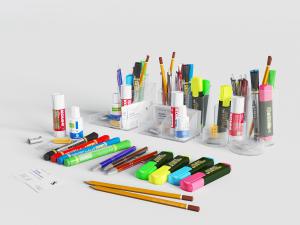 现代带笔筒收纳的胶水、记号笔办公文具