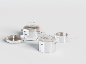 现代不锈钢汤锅、平底锅和奶锅厨具