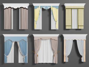 新中式带帘头的双扇窗帘