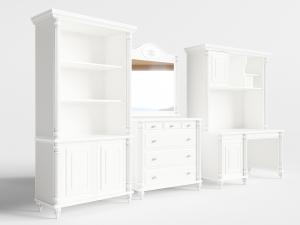 简欧白色书柜、装饰柜和梳妆台