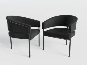 现代黑色三腿单人沙发椅3d模型 现代黑色三腿单人沙发椅