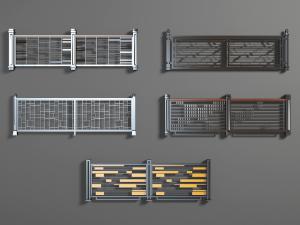 现代黑色金属护栏、栏杆3d模型 现代黑色金属护栏、栏杆