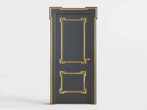 中式带有金色花边的平开门