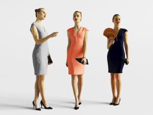 不同姿势站立的女人