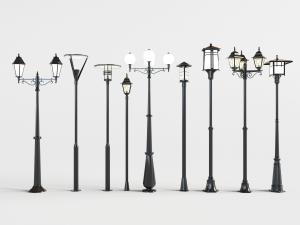 欧式社区、广场和公路雕花造型的路灯