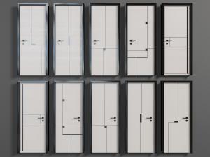 现代线饰黑白卧室门