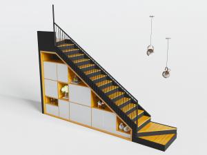 工业风金属丝护栏的楼梯3d模型 工业风金属丝护栏的楼梯