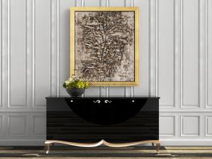 简欧金色弧形四脚黑色玄关柜边柜3d模型 简欧金色弧形四脚黑色玄关柜边柜