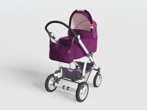 现代带顶棚的紫色婴儿车3d模型 现代带顶棚的紫色婴儿车