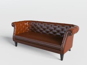 欧式皮革菱形软包靠背的多人沙发3d模型 欧式皮革菱形软包靠背的多人沙发