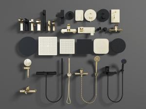 现代北欧黑色和金色淋浴头花洒