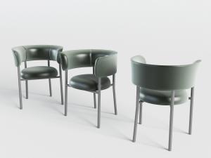 现代轻奢绿色皮革圆形靠背餐椅