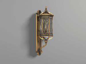 欧式复古铜制灯罩的多边形雕花壁灯