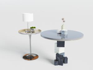 新中式圆形边几、角几3d模型 新中式圆形边几、角几