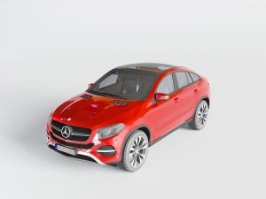 现代红色奔驰汽车轿车3d模型 现代红色奔驰汽车轿车