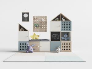 儿童活动区镂空柜门装饰柜