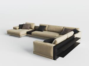 现代带有茶几的转角多人沙发3d模型 现代带有茶几的转角多人沙发