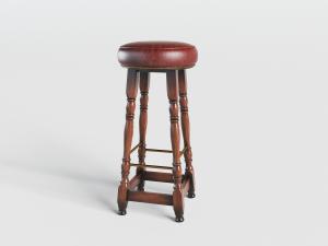 欧式雕花脚蹬皮革坐垫的吧凳